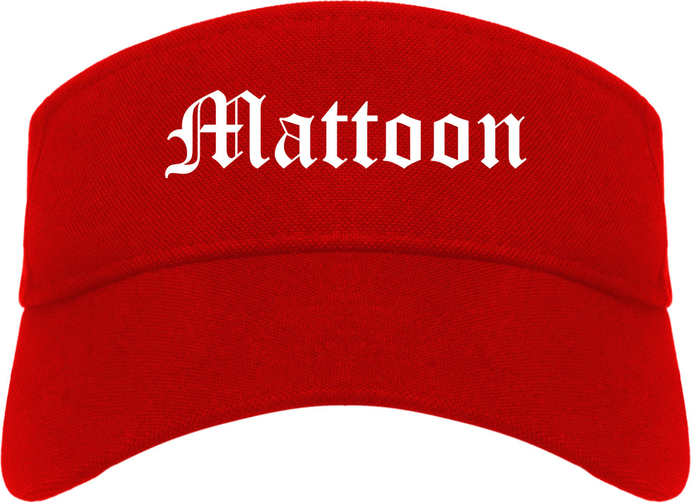 Mattoon Illinois IL Old English Mens Visor Cap Hat Red
