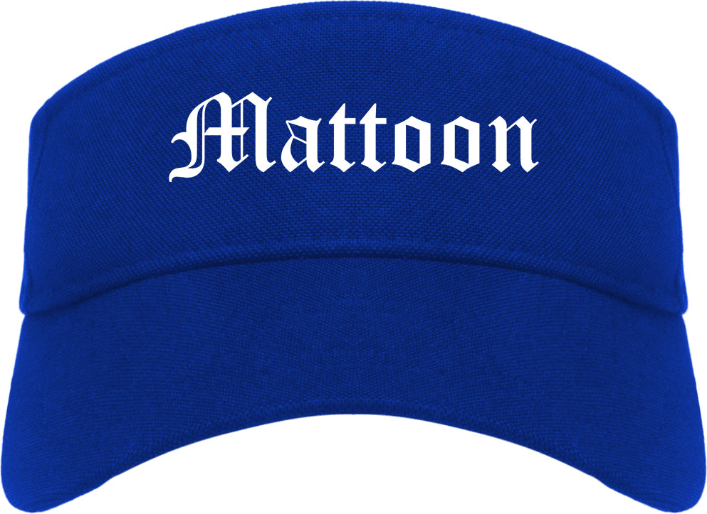 Mattoon Illinois IL Old English Mens Visor Cap Hat Royal Blue