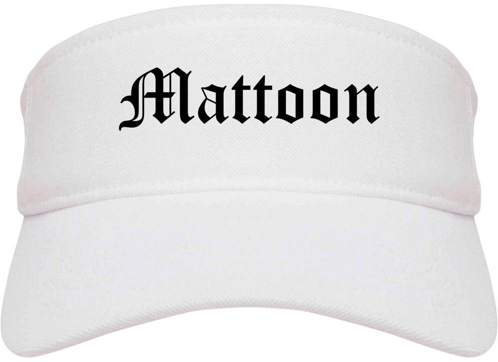 Mattoon Illinois IL Old English Mens Visor Cap Hat White