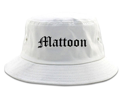 Mattoon Illinois IL Old English Mens Bucket Hat White