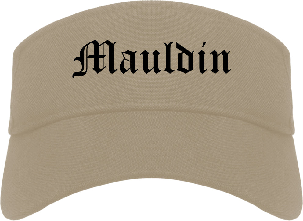 Mauldin South Carolina SC Old English Mens Visor Cap Hat Khaki