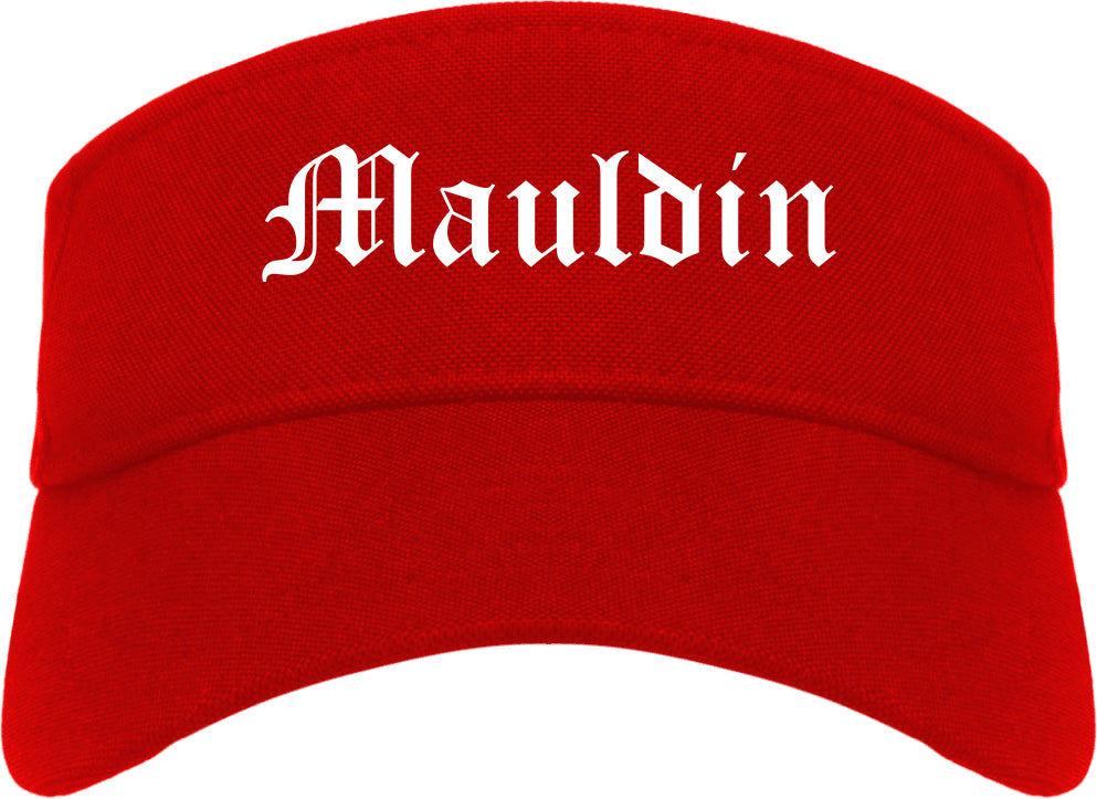 Mauldin South Carolina SC Old English Mens Visor Cap Hat Red