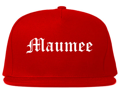 Maumee Ohio OH Old English Mens Snapback Hat Red