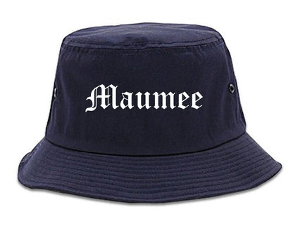 Maumee Ohio OH Old English Mens Bucket Hat Navy Blue