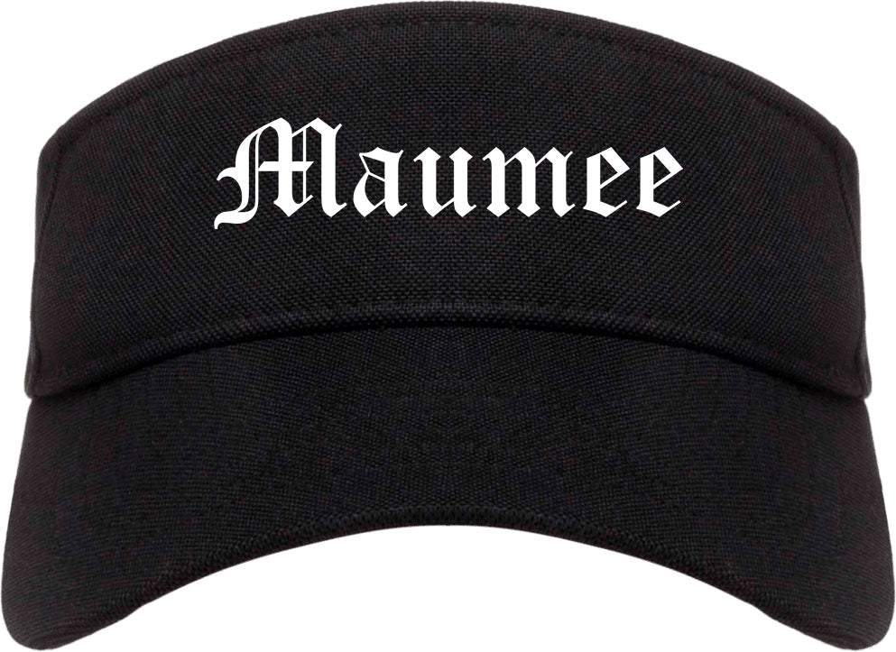 Maumee Ohio OH Old English Mens Visor Cap Hat Black