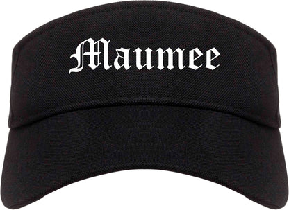 Maumee Ohio OH Old English Mens Visor Cap Hat Black