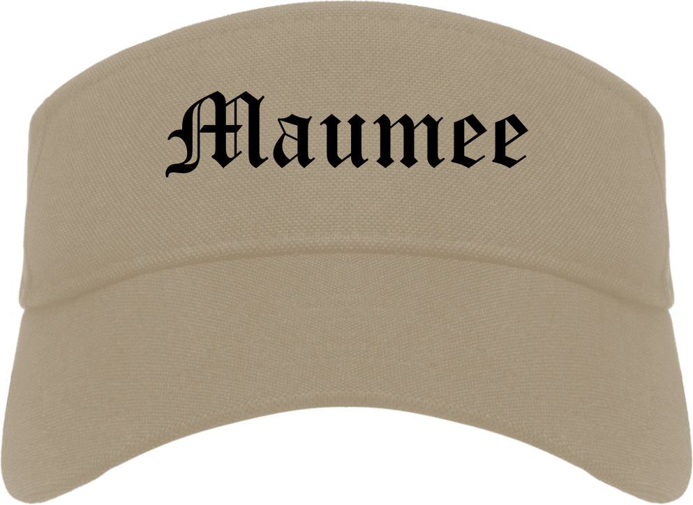Maumee Ohio OH Old English Mens Visor Cap Hat Khaki