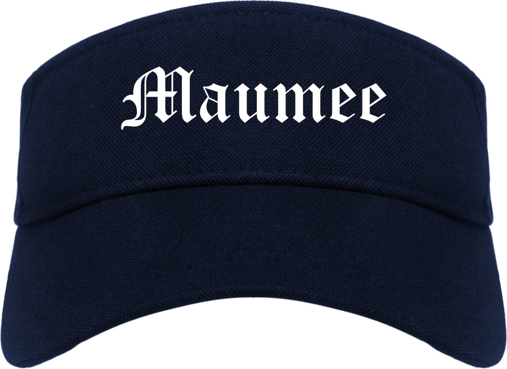 Maumee Ohio OH Old English Mens Visor Cap Hat Navy Blue
