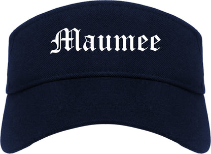 Maumee Ohio OH Old English Mens Visor Cap Hat Navy Blue
