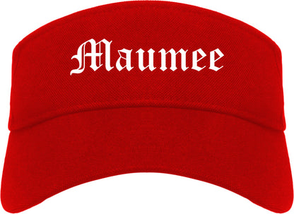 Maumee Ohio OH Old English Mens Visor Cap Hat Red