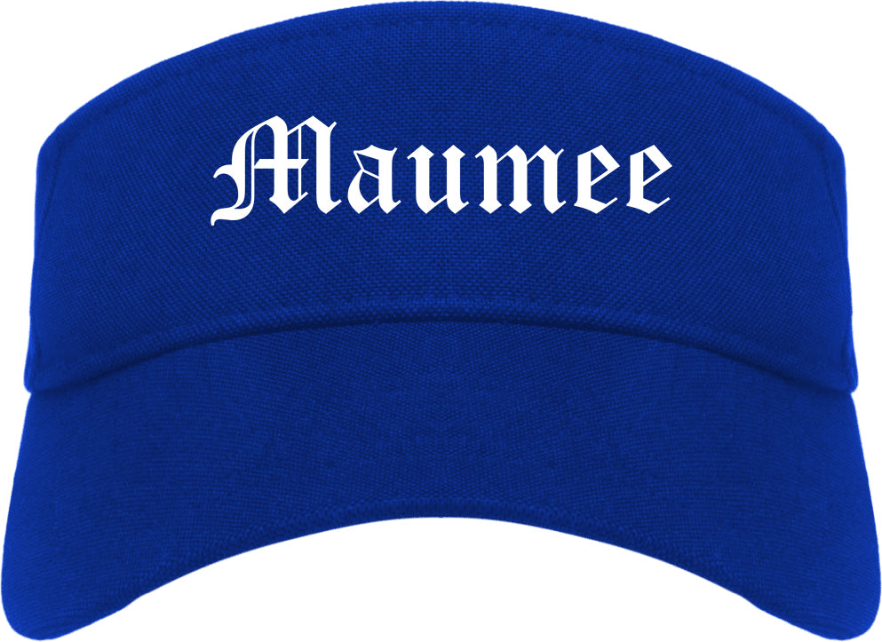 Maumee Ohio OH Old English Mens Visor Cap Hat Royal Blue