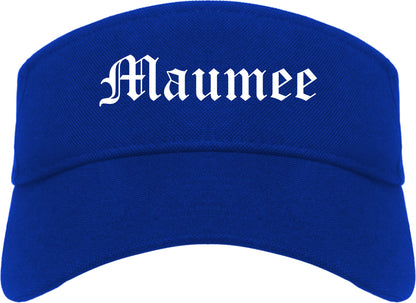 Maumee Ohio OH Old English Mens Visor Cap Hat Royal Blue