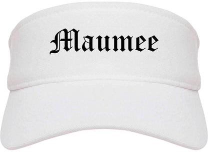 Maumee Ohio OH Old English Mens Visor Cap Hat White