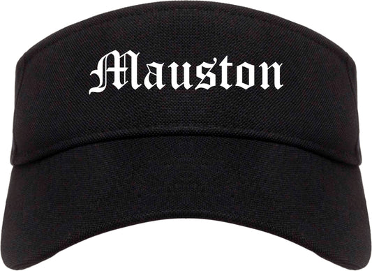 Mauston Wisconsin WI Old English Mens Visor Cap Hat Black