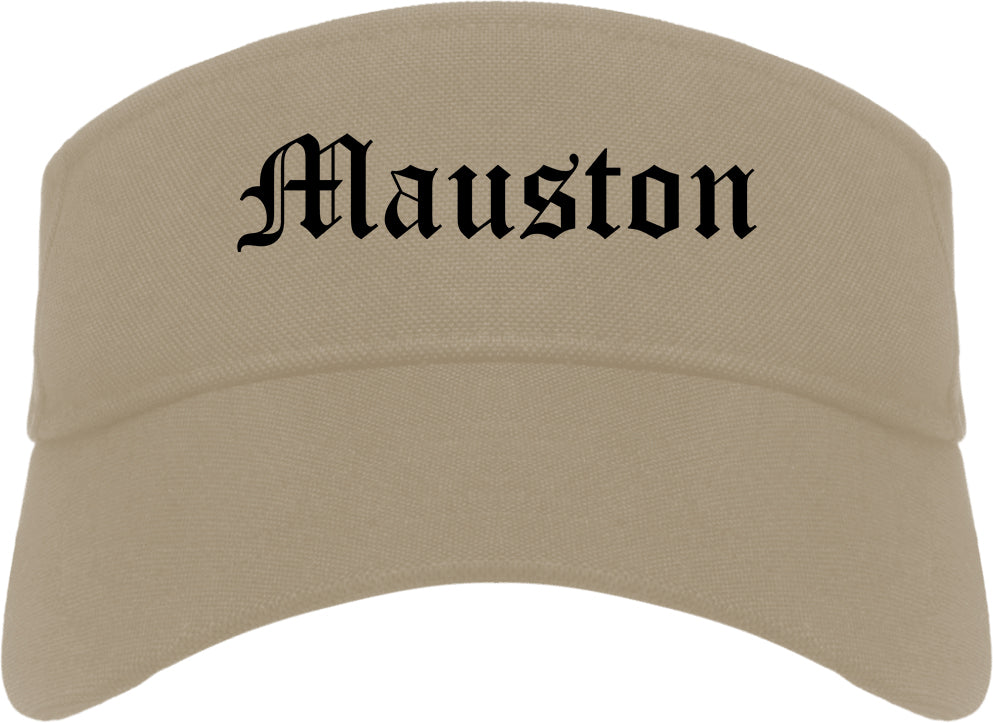 Mauston Wisconsin WI Old English Mens Visor Cap Hat Khaki