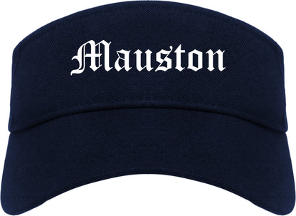 Mauston Wisconsin WI Old English Mens Visor Cap Hat Navy Blue