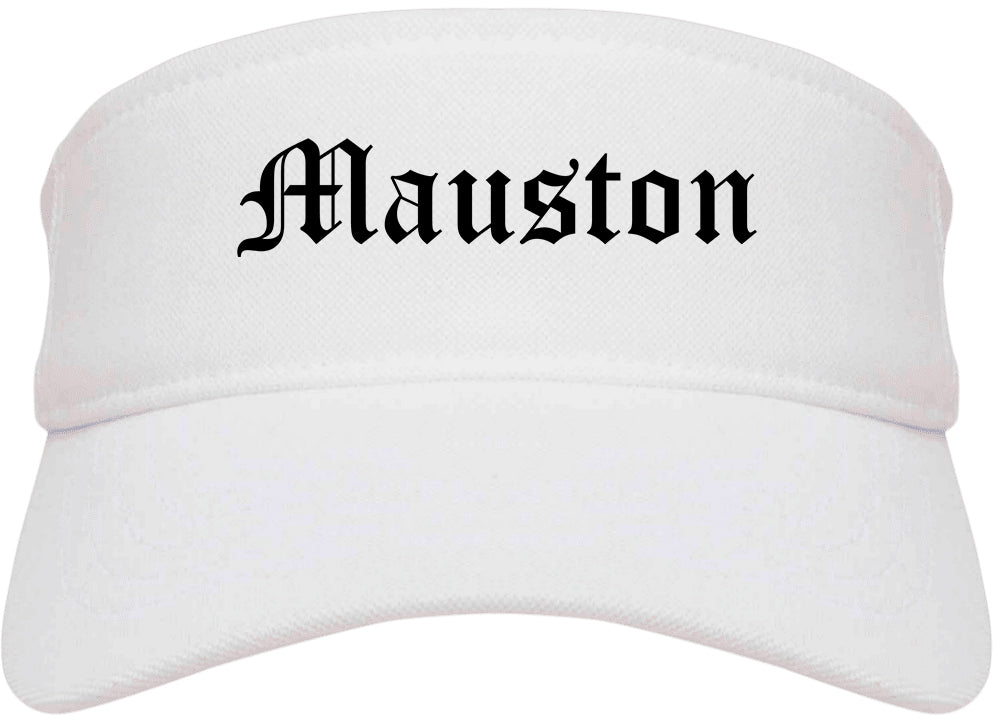Mauston Wisconsin WI Old English Mens Visor Cap Hat White