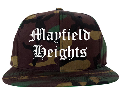 Mayfield Heights Ohio OH Old English Mens Snapback Hat Army Camo