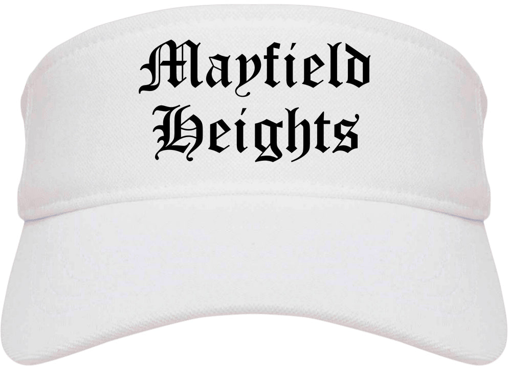 Mayfield Heights Ohio OH Old English Mens Visor Cap Hat White