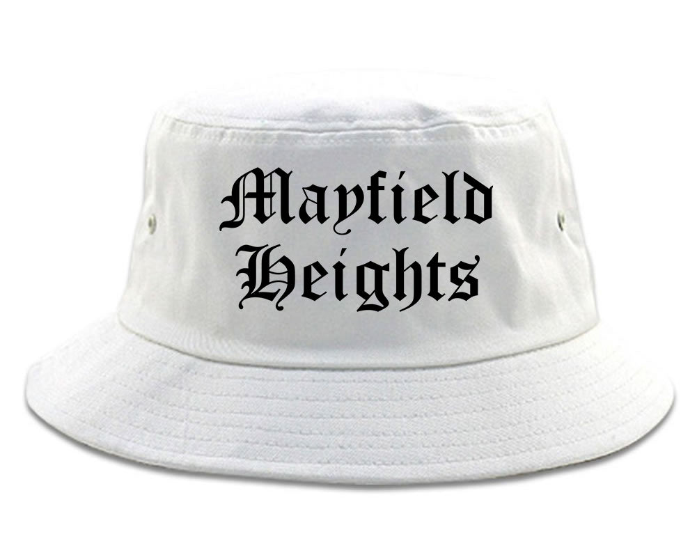 Mayfield Heights Ohio OH Old English Mens Bucket Hat White