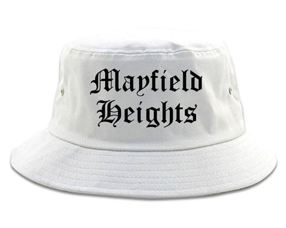 Mayfield Heights Ohio OH Old English Mens Bucket Hat White