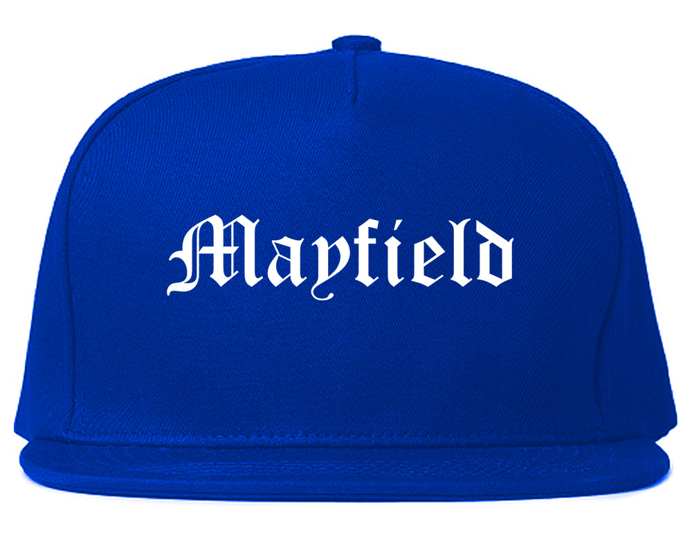Mayfield Kentucky KY Old English Mens Snapback Hat Royal Blue