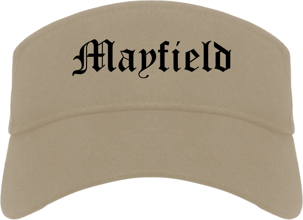 Mayfield Kentucky KY Old English Mens Visor Cap Hat Khaki
