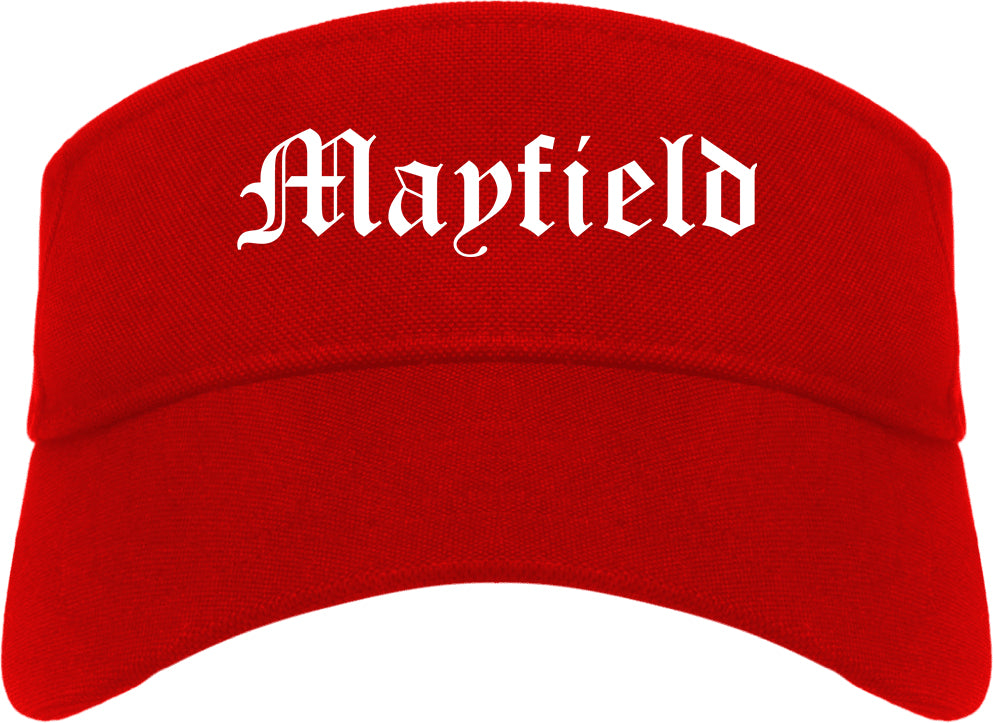 Mayfield Kentucky KY Old English Mens Visor Cap Hat Red