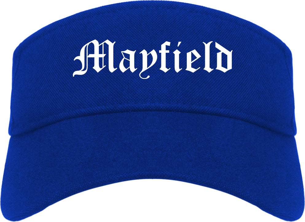 Mayfield Kentucky KY Old English Mens Visor Cap Hat Royal Blue