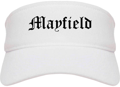 Mayfield Kentucky KY Old English Mens Visor Cap Hat White