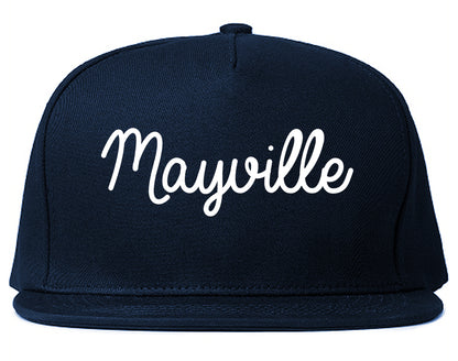 Mayville Wisconsin WI Script Mens Snapback Hat Navy Blue