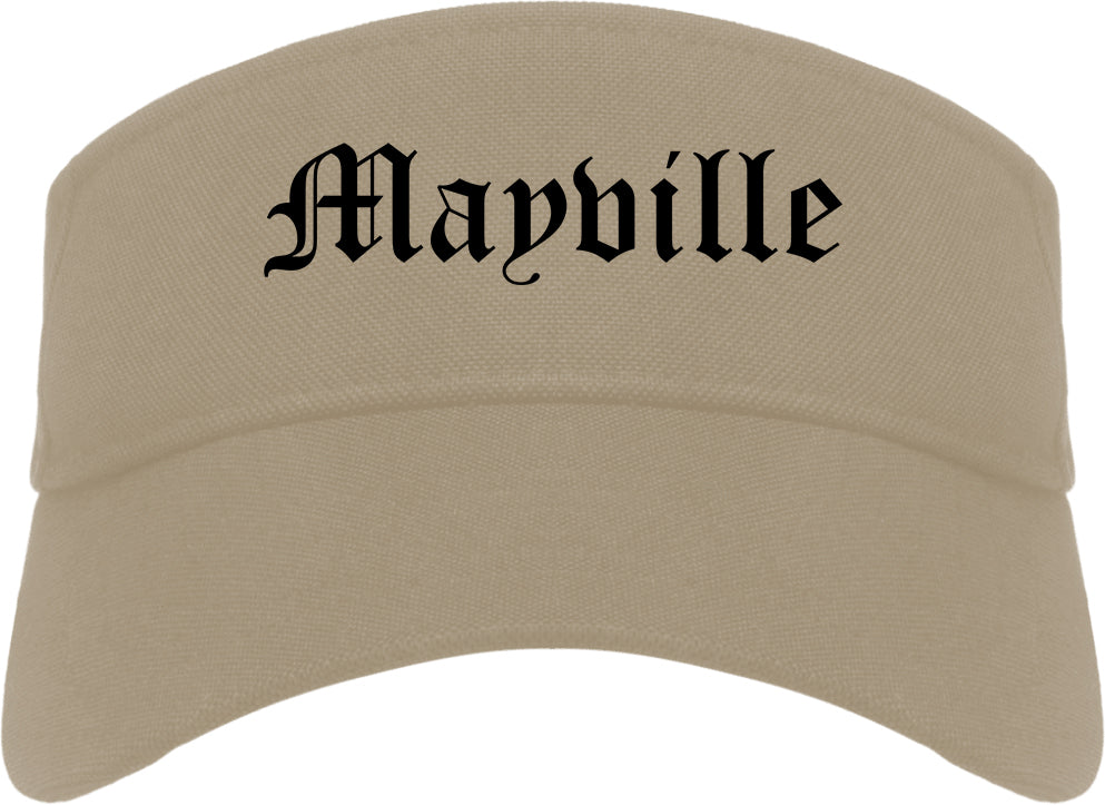 Mayville Wisconsin WI Old English Mens Visor Cap Hat Khaki