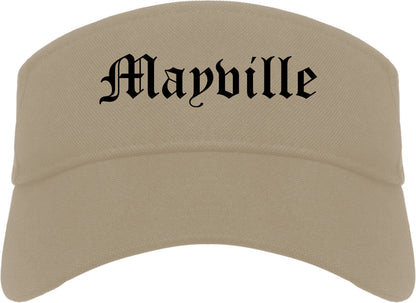 Mayville Wisconsin WI Old English Mens Visor Cap Hat Khaki