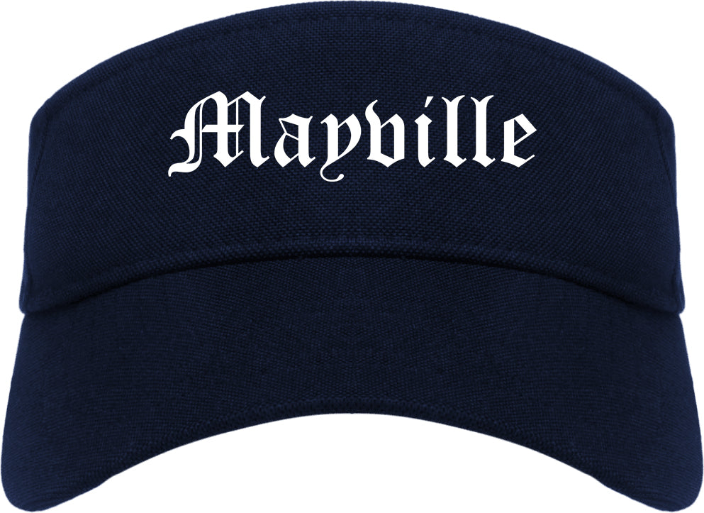 Mayville Wisconsin WI Old English Mens Visor Cap Hat Navy Blue