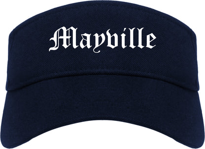 Mayville Wisconsin WI Old English Mens Visor Cap Hat Navy Blue