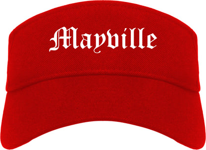 Mayville Wisconsin WI Old English Mens Visor Cap Hat Red