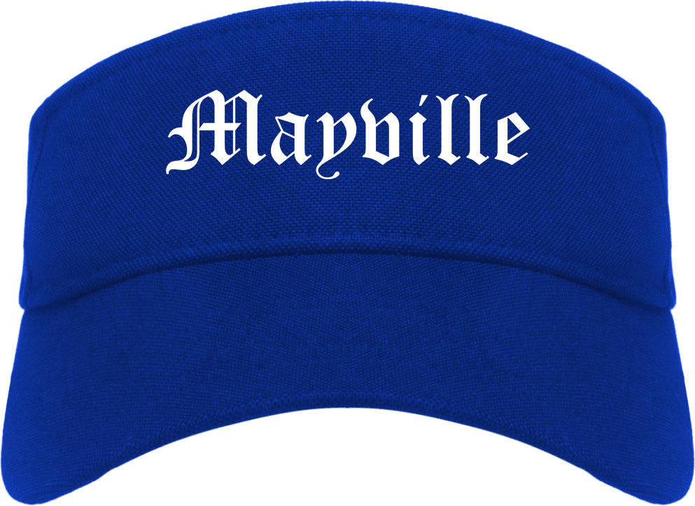 Mayville Wisconsin WI Old English Mens Visor Cap Hat Royal Blue