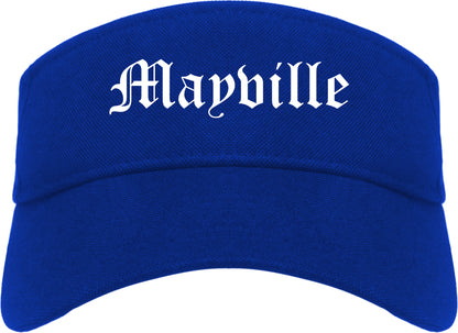 Mayville Wisconsin WI Old English Mens Visor Cap Hat Royal Blue