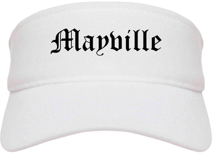 Mayville Wisconsin WI Old English Mens Visor Cap Hat White