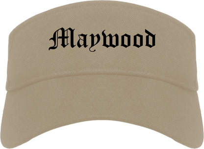 Maywood California CA Old English Mens Visor Cap Hat Khaki