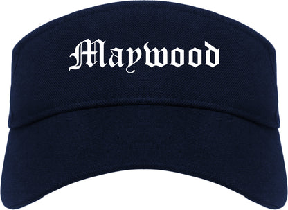 Maywood California CA Old English Mens Visor Cap Hat Navy Blue