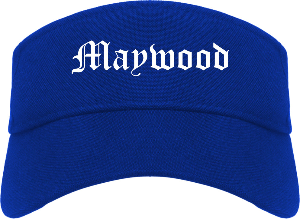 Maywood California CA Old English Mens Visor Cap Hat Royal Blue