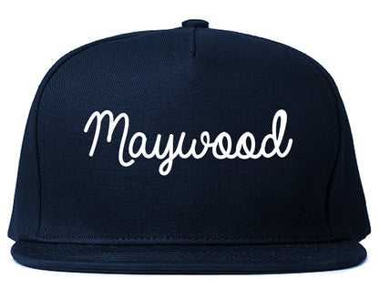 Maywood Illinois IL Script Mens Snapback Hat Navy Blue