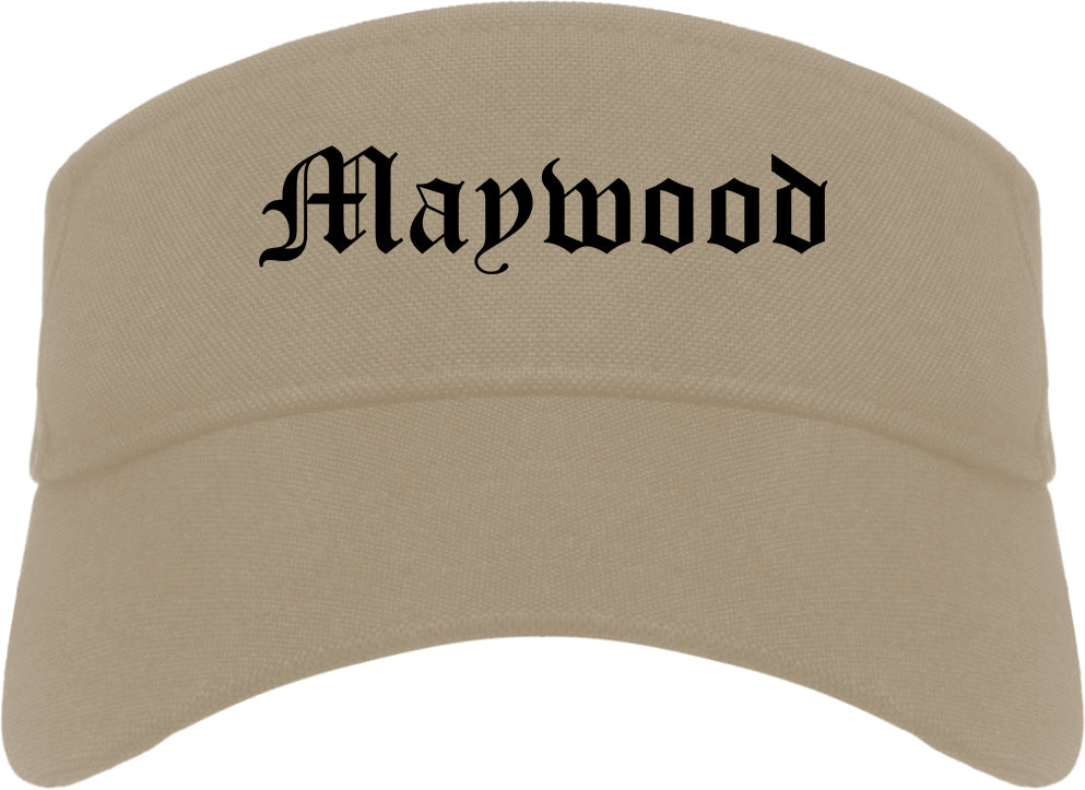 Maywood Illinois IL Old English Mens Visor Cap Hat Khaki
