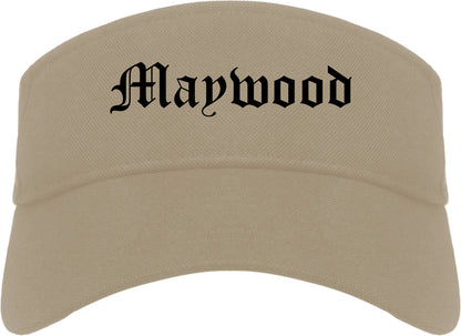 Maywood Illinois IL Old English Mens Visor Cap Hat Khaki