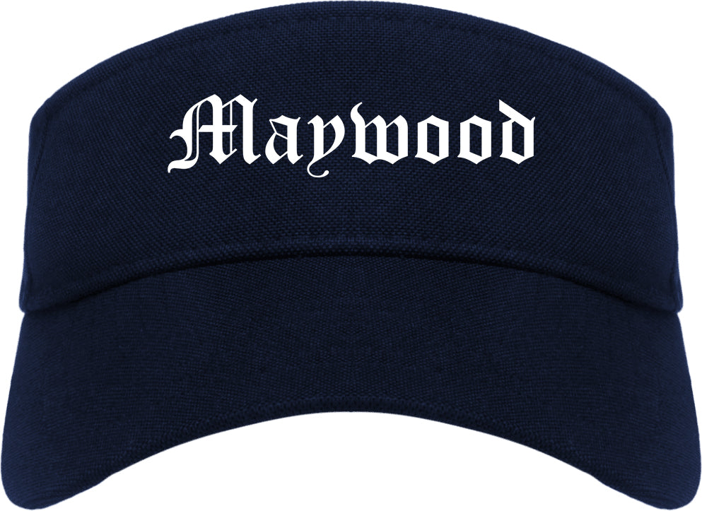 Maywood Illinois IL Old English Mens Visor Cap Hat Navy Blue