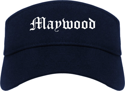 Maywood Illinois IL Old English Mens Visor Cap Hat Navy Blue