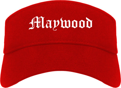 Maywood Illinois IL Old English Mens Visor Cap Hat Red