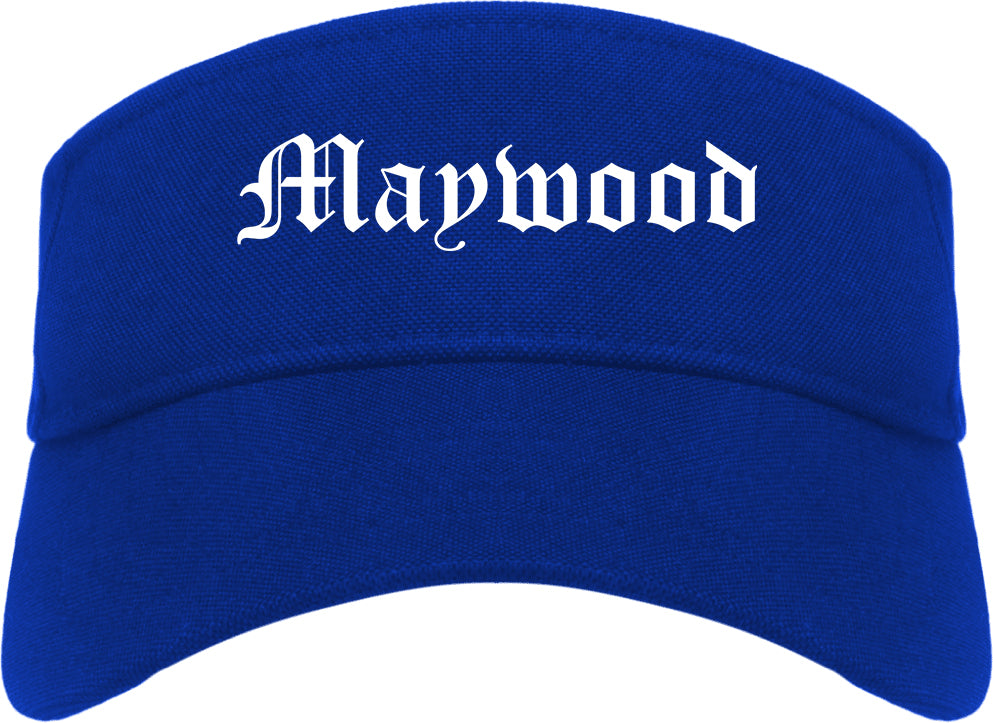 Maywood Illinois IL Old English Mens Visor Cap Hat Royal Blue