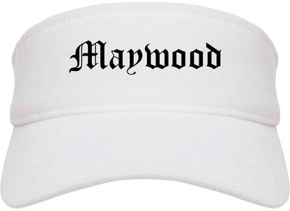 Maywood Illinois IL Old English Mens Visor Cap Hat White